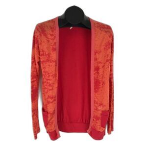 Free People Tie Dye Waffle Knit Open Cardigan Women's XS Pockets Thermal Stretch